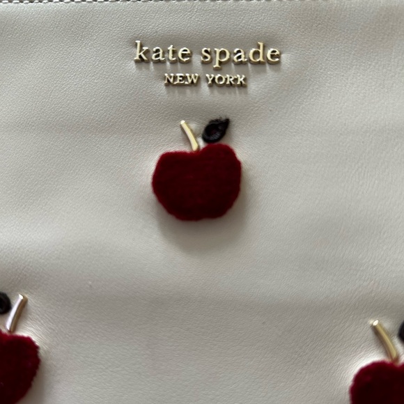 Unique NWT Kate Spade Apple Toss Flocked Pouch Wristlet - Picture 6 of 16
